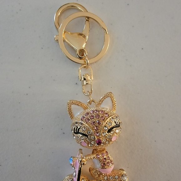 Purse Charm/Key Chain Kitty on a Scooter-New - Picture 3 of 5